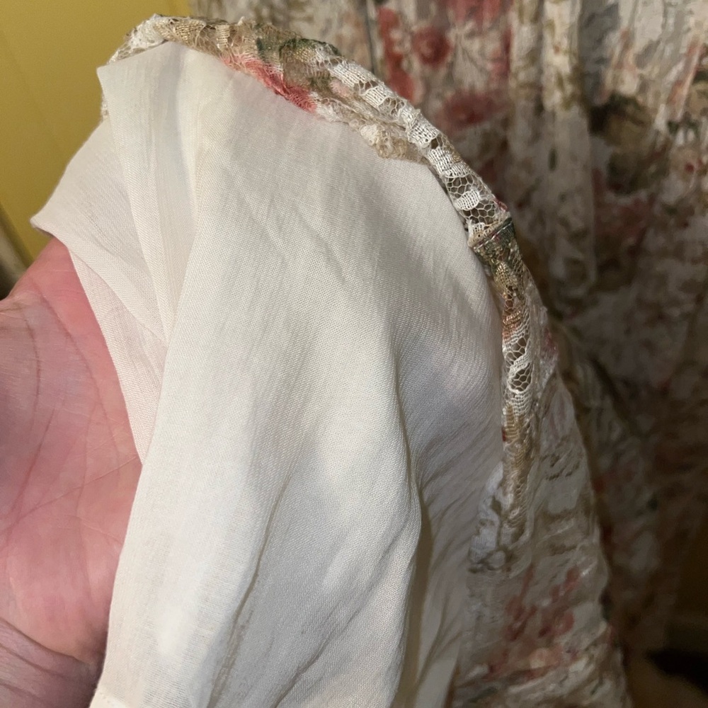 Nostalgia 90’s Floral Lace Inset Cottage Crinkle Romantic Maxi Dress Size M - Picture 10 of 12